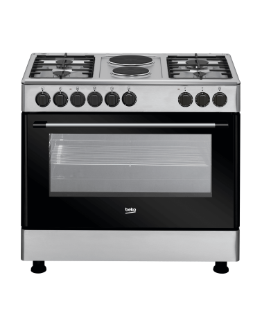 CUISINIERE BEKO 4FEUX GAZ + 2FEUX ELECTRIQUE INOX 12121 DX – Image 2