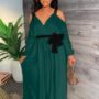 Robe classe-Vert tenue de sortie