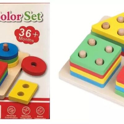 Blocs en bois pour enfants, 4 colonnes de formes géométriques, jeux de couleurs assorties, jouets éducatifs pour bébés
