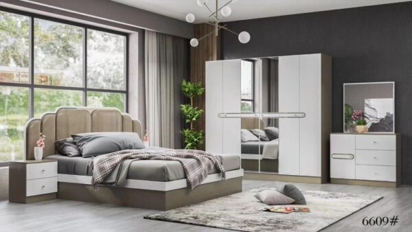 Chambre à coucher 6battant 4 pièces Maron Claire blanc 6609