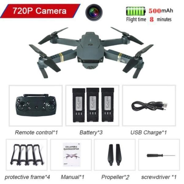 Drone WIFI FPV RC +3 Batteries avec caméra intégrée - EACHINE E58 – Image 2