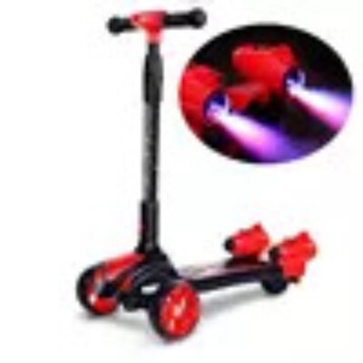 Scooter pliable pour enfants, éclairage à trois roues, lumières de pulvérisation de musique-Disponible en bleu et rouge