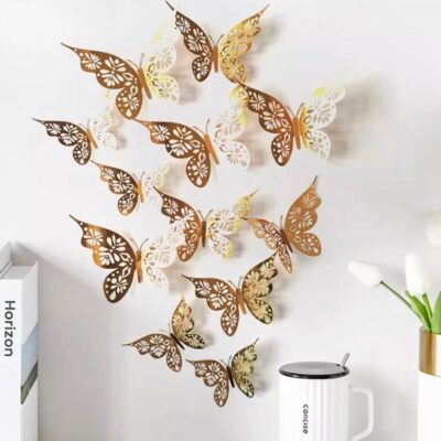 White Label Sticker Papillons – Doré avec Motifs