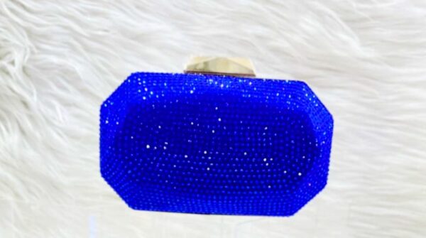 Sac à main,Sacs de soirée à pochette BLEU avec diamants scintillants en cristal